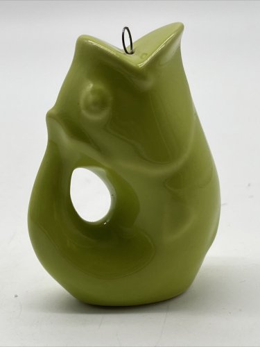 Green Ceramic Gurgle Pot Mini Fish Ornament 3&acirc;��
