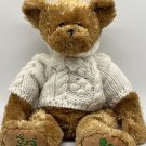 Wishpets Plush Bear MICHAEL Luck of the Irish White Knit Sweater Shamrock Toy 9"