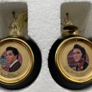 Elvis Presley Gold Porcelain Ornaments Bradford Exchange Song Theme Set Of 2 VTG
