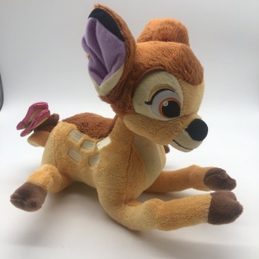 DISNEY STORE BAMBI PLUSH WITH BUTTERFLY ON TAIL 14 inches