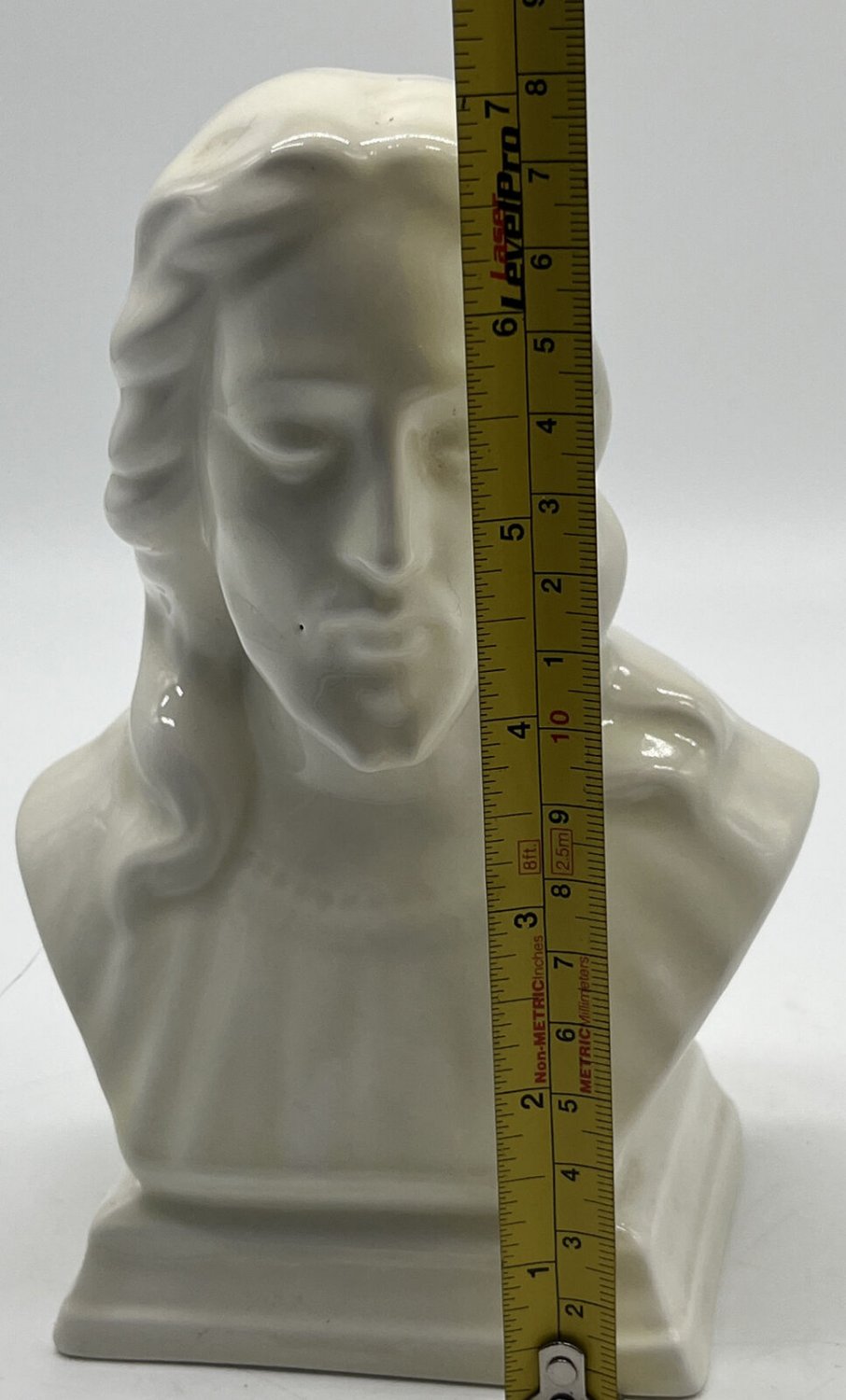 Vintage White Porcelain Jesus Christ Bust Figure Statue 7 1/4" Tall