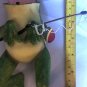 Clay Decorative Retractable Mouth Frog Figurine With Fly Inside And Fishing Pole