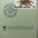Vintage Royal Horticultural Society Flower Stamp First Day 1980 Cayman Islands