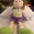 Goffa Large Rag Doll Plush 22” Yarn Hair Pink,Yellow Shirt Blue Purple Skirt Toy