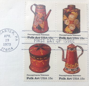 Pennsylvania Toleware Folk Art Stamps Set Of 4 First Day Covers April 19, 1979