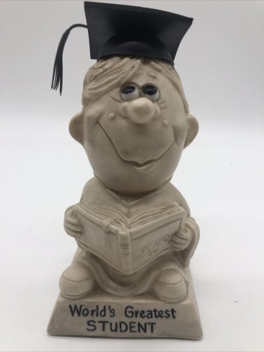 Vintage R&W Berries World's Greatest Student Statue Figurine Graduate 1970