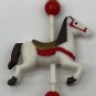 Christmas Carousel Horse Ornament Vintage White Red Light Weight Plastic Set 4