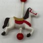 Christmas Carousel Horse Ornament Vintage White Red Light Weight Plastic Set 4