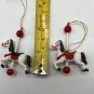 Christmas Carousel Horse Ornament Vintage White Red Light Weight Plastic Set 4