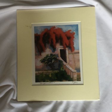 Bougainvillea By Logan Handmade Matted Print Watercolor Painting