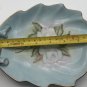VTG Hand Painted White Roses Robin Egg Blue Porcelain Signed Trinket Dish Nappy