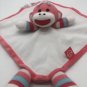 Baby Starters 12" Sock Monkey Security Blanket Satin Lovey Rattle Pink Stripes