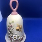 Ceramic Bisque Bell With Canary And Flowers UC CTI Japan 5in Tall Vintage Retro