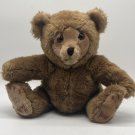 Vintage Kamar Brown Sitting Teddy Bear Plush Korea Orange Eyes CLEAN