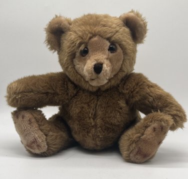 Vintage Kamar Brown Sitting Teddy Bear Plush Korea Orange Eyes CLEAN