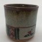 Japanese Pottery Tea Cup Yunomi Vintage Signed Beige Glaze Brown Red Green