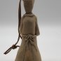 Vintage Folk Art Terracotta Clay Man Carpenter Bell Sculpture 7&acirc;�� Leather Hanger