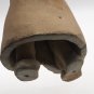 Vintage Folk Art Terracotta Clay Man Carpenter Bell Sculpture 7&acirc;�� Leather Hanger