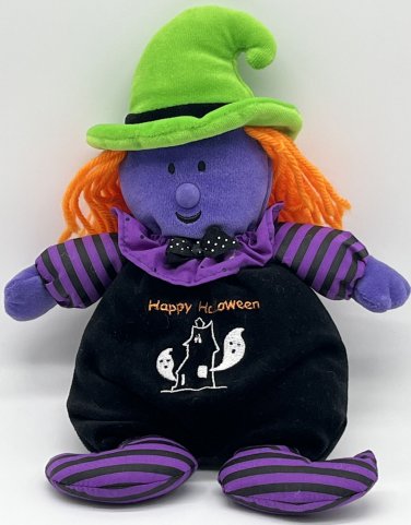 Vintage Soft Dreams Halloween Witch Black & Purple Beanbag Plush 11&acirc;�� CLEAN