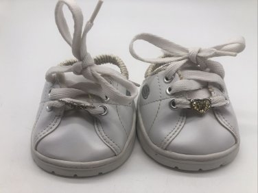 Build-A-Bear White SKECHERS Sneakers BABW Slip On Tennis Shoes Heart Accents