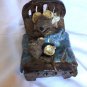 Clay Art & Deco Rustic Asymmetrical Shape Brown Mouse Sleeping On Bed OOAK