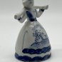 Vintage Ceramic Delft Blue Milk Maid Dutch Girl Figurine Holland Windmill
