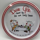 Dear God Thank You for Our Daily Bread Vintage 1985 Round Metal Plate Tray Annie