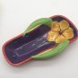 Clay Art Ceramic Floral Flip Flop Handled Dishwasher Safe Serving Dish 9 in