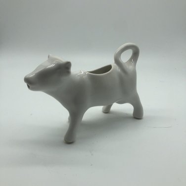 Vintage White Porcelain / Ceramic Cow Creamer, 7&acirc;�� Long
