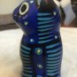 Hand-painted Cobalt Blue Kitty Cat Figurine Mexican Folk Art