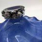 Cobalt Blue Art Glass Fruit Pedestal Bowl With Pewter Fruit Design 12&acirc;��