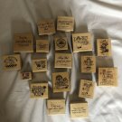 Lot of 18 Vintage Stampin' Up! Wood Stamps Holiday, Religious, Birthday, Humor