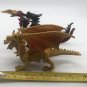 Vintage Dragon Plastic PVC Toys Figures Fire Breathing Winged 2 Headed Set Of 3