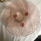 Decorative Pink Mid Century Glass Round Shaped Three Footed Legged Serving Plate