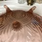 Decorative Pink Mid Century Glass Round Shaped Three Footed Legged Serving Plate