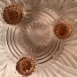 Decorative Pink Mid Century Glass Round Shaped Three Footed Legged Serving Plate