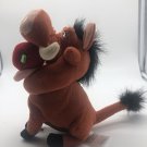 Disney Lion King PUMBAA eating Apple in mouth 8" Stuffed Plush Warthog CLEAN