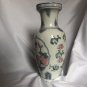 Asian Chinese LARGE Vase Porcelain Blue and Green Birds and Pink Roses 10&acirc;��
