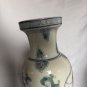 Asian Chinese LARGE Vase Porcelain Blue and Green Birds and Pink Roses 10&acirc;��