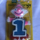 Vintage Cake Mate Topper Candle Clown With The Number 1 - Used Once