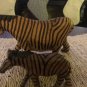 Zebra Family Brown Black Wood Lightweight Figurines Set Of Three