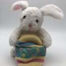 Hallmark White Easter Bunny Rabbit plush egg pouch zippered pocket 8" CLEAN