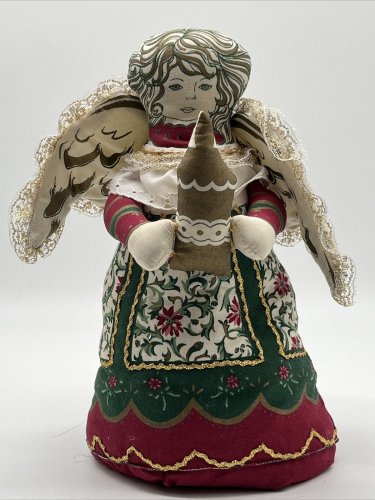 ANGEL DOLL PLUSH CHRISTMAS TREE TOPPER VINTAGE LARGE 11&acirc;�� PLUSH HANDMADE PATTERN