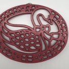 Goose Pot Holder Trivet Red Cast Iron Metal Stove Top Decor Footers & Hanger