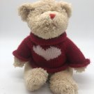 2010 Animal Adventure Teddy Bear Red Sweater With White Heart Plush 10”