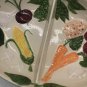 Vintage Ceramic Vegetable Serving Platter Hand Painted Divided & 2 Side Plates