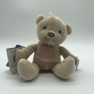 CARTERS Bear plush tan pink patch NO sound CuddlyLovable XO ribbon hand 8” RARE