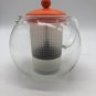Bodum Assam Glass Teapot 34 oz /1.01 L Glass Handle Plastic diffuser Orange Top
