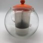 Bodum Assam Glass Teapot 34 oz /1.01 L Glass Handle Plastic diffuser Orange Top