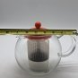 Bodum Assam Glass Teapot 34 oz /1.01 L Glass Handle Plastic diffuser Orange Top